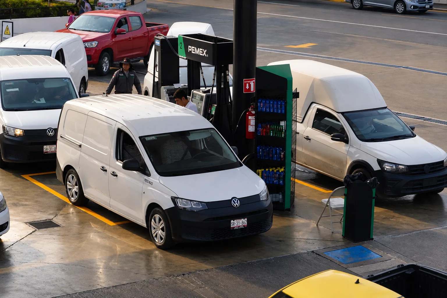 Unidades de flotilla cargando combustible